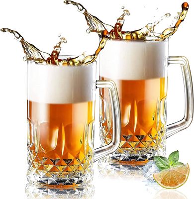 Etched Clear Beer Glass Cup Drinking 600ML Large Beer Mug Classic Style