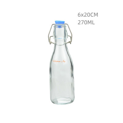 Clear Glass Milk Bottles 270ML Glass Kombucha Bottles With Stoppers