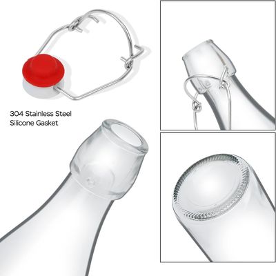 Clear Glass Milk Bottles 270ML Glass Kombucha Bottles With Stoppers