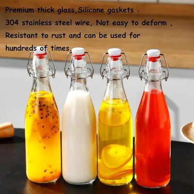 Clear Glass Milk Bottles 270ML Glass Kombucha Bottles With Stoppers