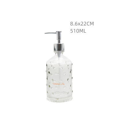 Clear Glass Soap Dispenser Bottles 500ML Capacity Screw On Closure Type