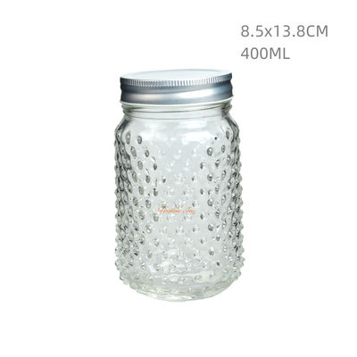 Storage Reusable Mason Jar 14 Ounces Glass Empty Mason Jar With Dots Design