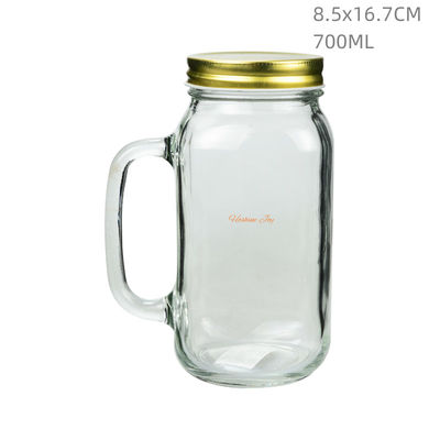 Drinking Large Glass Mason Jar With Handle 24OZ Classic Design