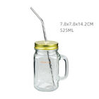 18OZ Clear Glass Mason Jar With Stainless Steel Straw Dishwasher Safe
