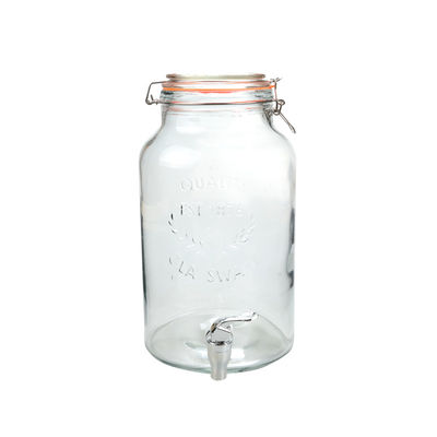 5.7L Clear Glass Beverage Dispenser With Lid Airtight PP Spigot