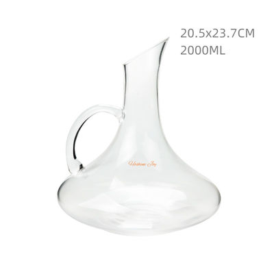 Crystal Lead Free Glass Wine Decanter With Handle Dishwasher Safe