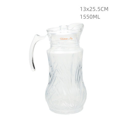 OEM 1550ML Glass Water Carafe Crystal Glass Tea Pitcher With Lid PP