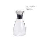 1120ML Lead Free Glass Water Pitcher Clear With Stainless Steel Stopper