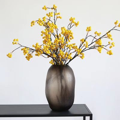 Amber Glass Vase Decor Dining Table Centerpiece Modern Vintage Style 32cm