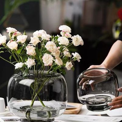 H20cm Elegant Modern Flower Centerpiece Round Terrarium Vase Fish Bowl Decor for Home Office Living Room