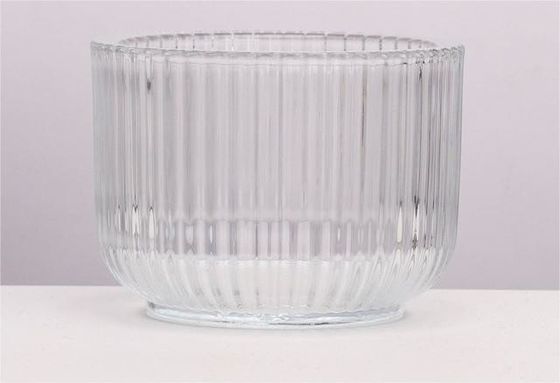 350ml Elegant Ribbed Glass Candle Holders for Wedding and Home Decor