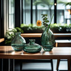 H6cm Modern Transparent Glass Vase Decor for Holding Flowers Home Office Kitchen Decoration