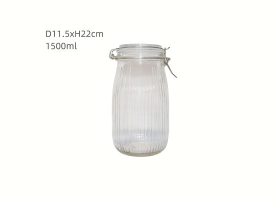 1500ml Transparent Ribbed Glass Child Resistant Jars Certified For Safe And Secure Storage