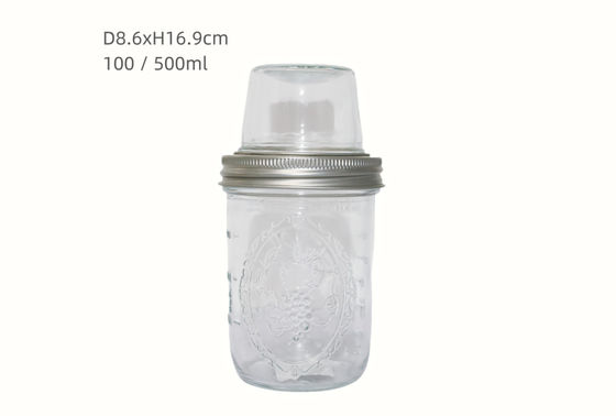 600ml Customized Transparent Empty Glass Jars with Label We Can Help You Free Design