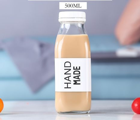500ML Clear mini glass milk bottles Leak Proof Reusable Containers for Fresh Milk Storage