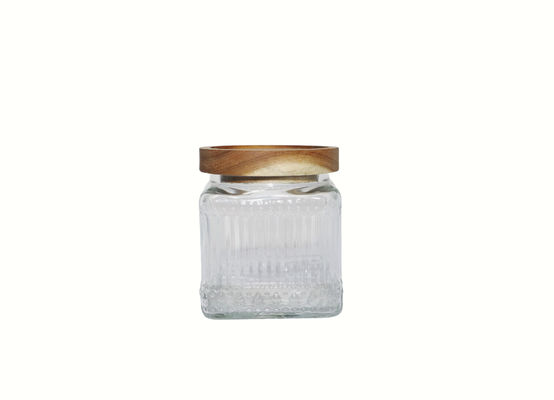 500ml Transparent Ribbed Glass Jar with Airtight Lid for Kitchen Storage Free Design