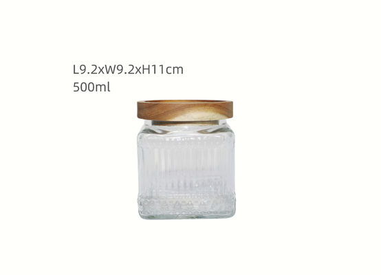 500ml Transparent Ribbed Glass Jar with Airtight Lid for Kitchen Storage Free Design