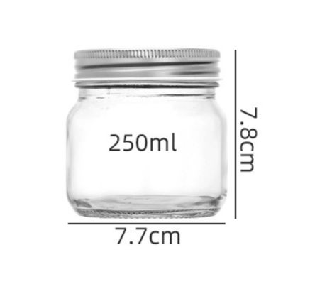 250ML Customized Clear Glass Jars With Metal Jars Logo Printed And Labels