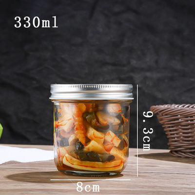 Glass Canning Jars With Metal Airtight Lids Measurement Marks For Canning Preserving Overnight Oats Jars