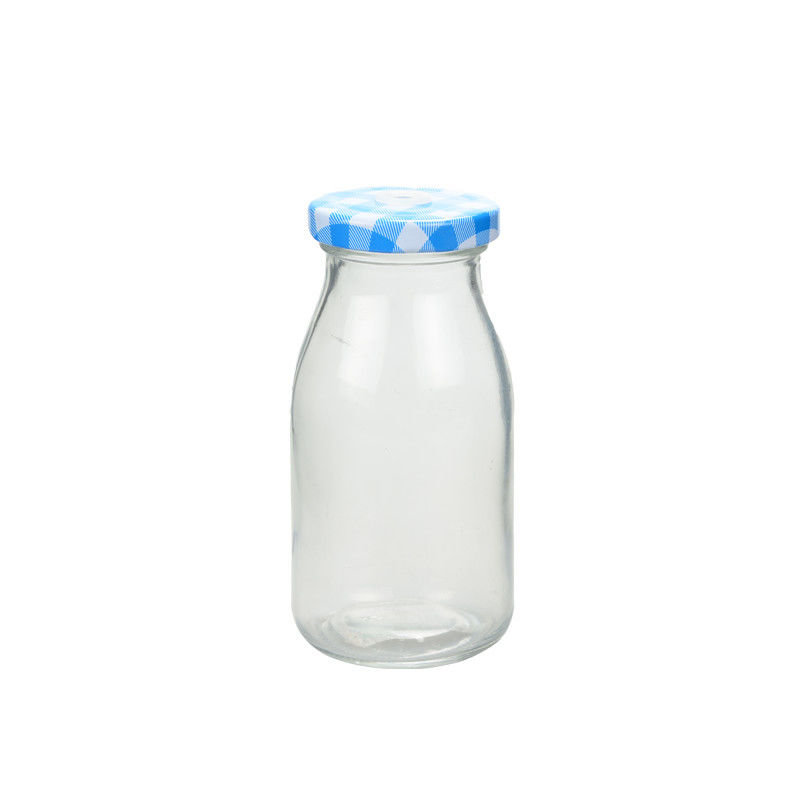 11oz BPA Free Glass Milk Bottles Reusable With Metal Twist Lids