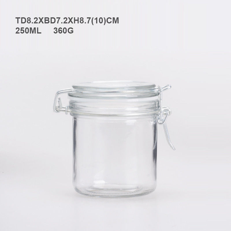 Airtight Seal Empty Glass Jars 250ML Volume Storage Jars with Clip Lid