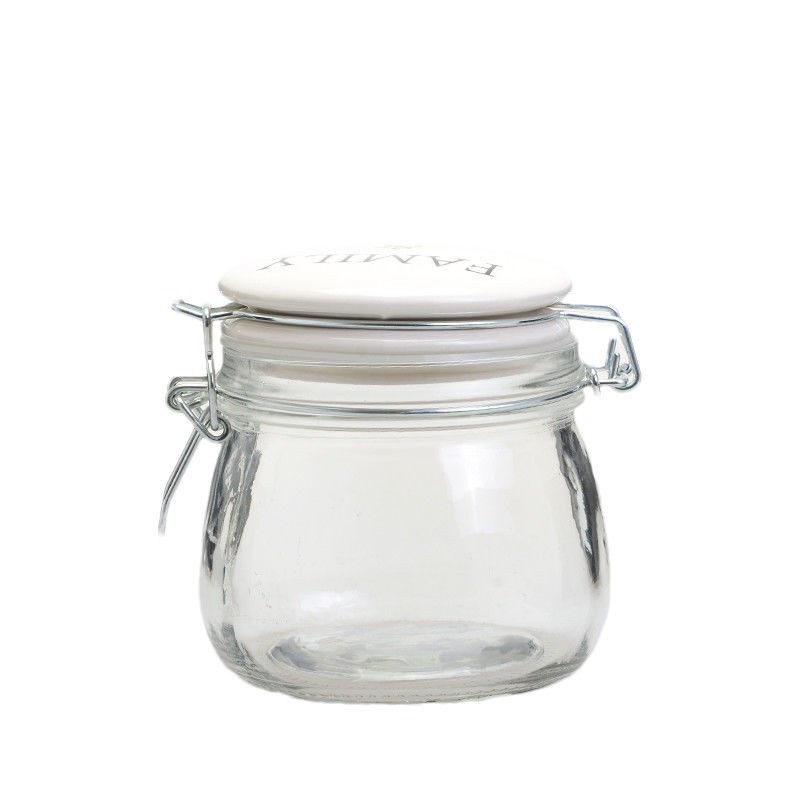 Home Empty Glass Jars With Ceramic Lids Airtight Canisters Style