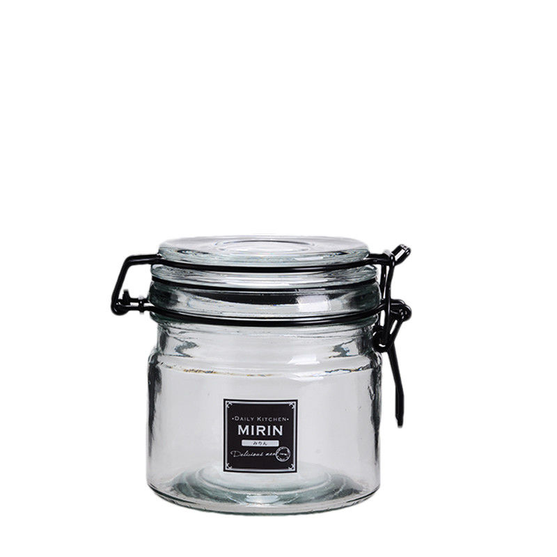 Beans 450ML Clear Empty Glass Jars With Black Clip Lids Silicone Gaskets
