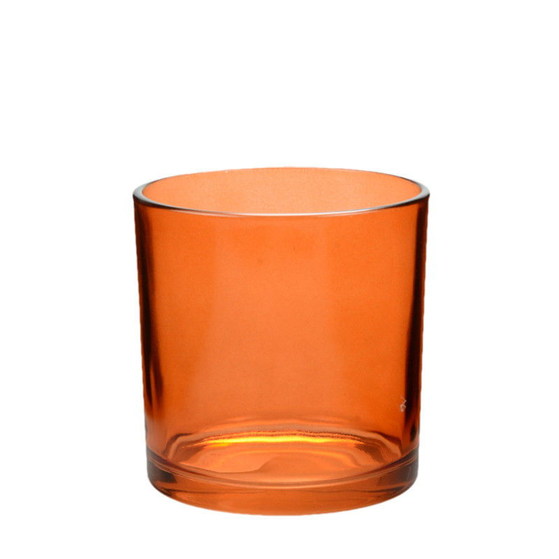 Orange Colored Glass Candle Jars For Making Candles 4 Inch Customized