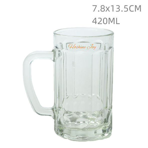 Cylindrical Glass Beer Mug 16oz Freezer Beer Stein Mugs With Handle
