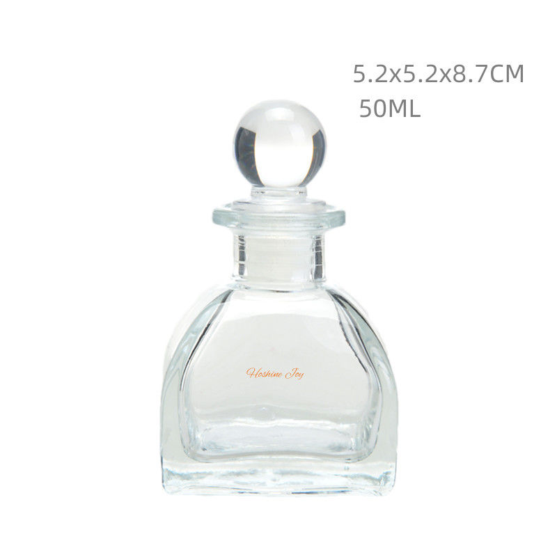 Airtight Clear Glass Aroma Diffuser Bottle For Reed Diffuser Square Customized