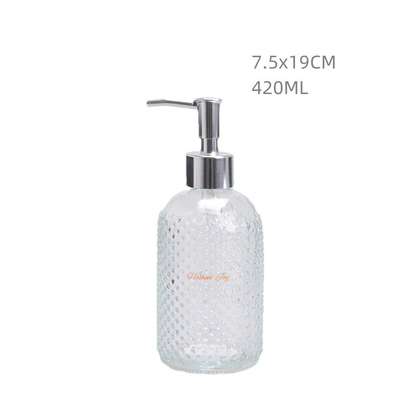 Cylinder Reusable Glass Soap Dispenser Bottles Closure Screw On Type Design