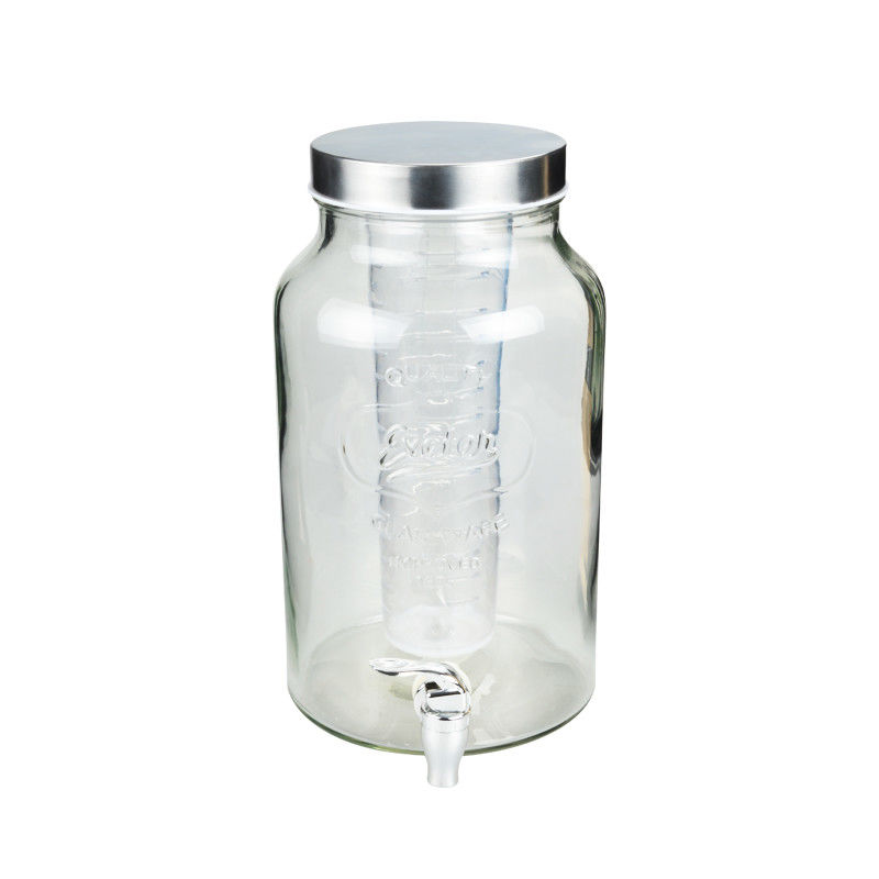 Cylinder Glass Iced Tea Dispenser With Spigot Vintage FDA Standard