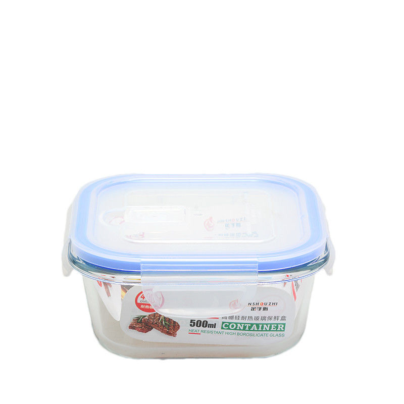 Non Toxic 500ML Glass Food Storage Containers With Locking Lids Leak Proof