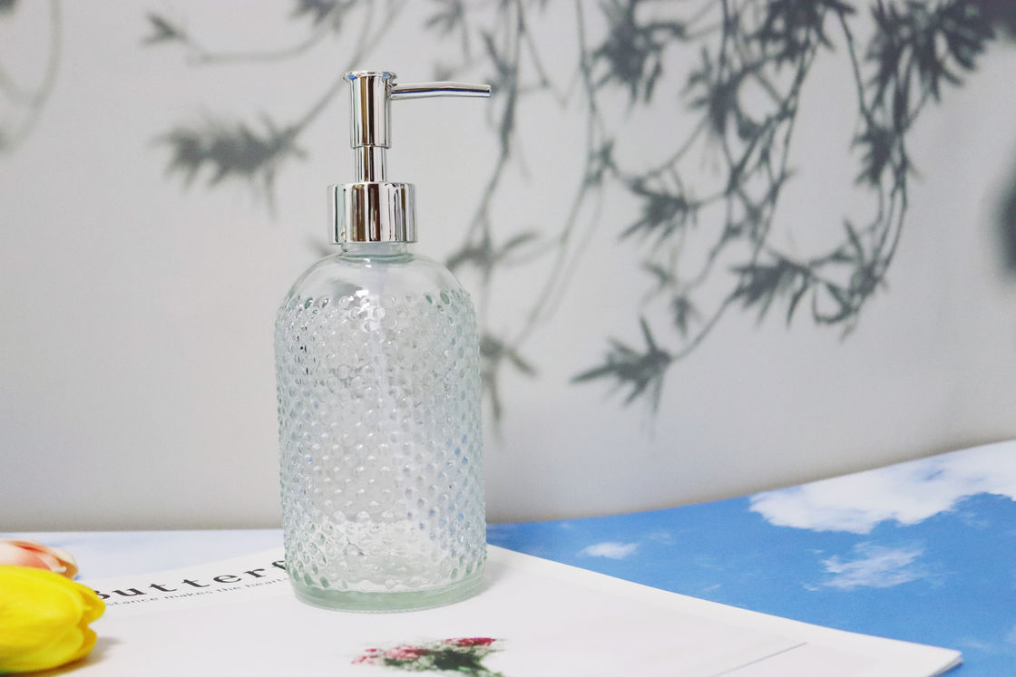 410ml Transparent Glass Soap Dispenser Bottles with Durable Reusable Feature