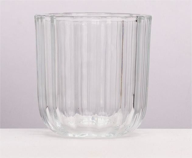 325ml Elegant Ribbed Thick Glass Votive Holders Sturdy Base Custom Packaging Wedding Decor