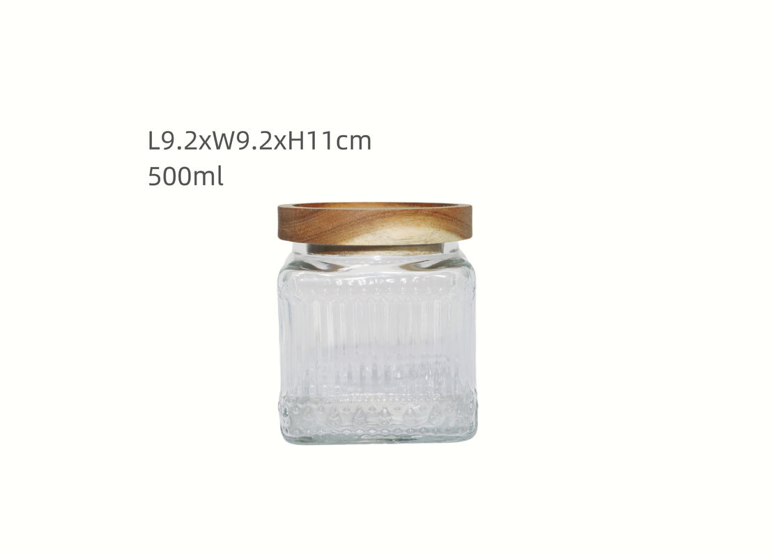 500ml Transparent Ribbed Glass Jar with Airtight Lid for Kitchen Storage Free Design