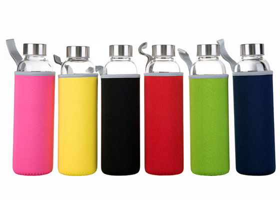 16 Oz Fancy Unbreakable Glass Water Bottle With Stainless Steel Cap