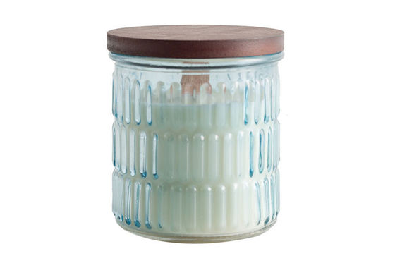 Vintage Glass Tealight Candle Holders Embossed Feature Wooden Cover