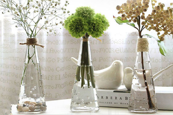 Unique Decorative Glass Vases , Tall Glass Floor Vases High White Glass