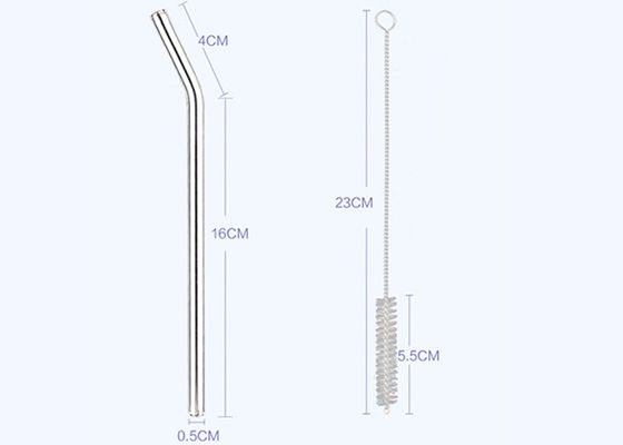 Clear Curved Glass Drinking Straws / Bent Glass Straws CE Certification