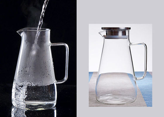 304 Stainless Steel Lid Clear Glass Water Pitcher , Hot Water Glass Pitcher