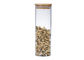 Airtight Glass Food Storage Jars Round Shape Customized Logo With Screw Wood Lid