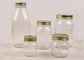 Clear Carved Glass Storage Jars With Gold Color Screw Lid Round Shape