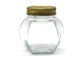 Glass Jam Bottle Hexagon Glass Honey Jars With Twist Off Golden Lid