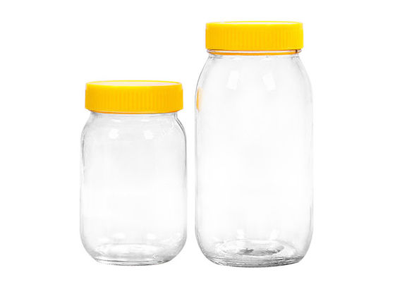 Round Clear Honey Jars Hexagon Glass Jar With Black Lids 500ml 1000ml