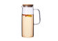 High Borosilicate Heat Resistant Glass Jug Straight Body Pot Cold Water Cup With Bamboo Cover