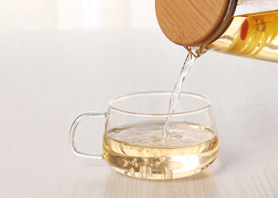 High Borosilicate Heat Resistant Glass Jug Straight Body Pot Cold Water Cup With Bamboo Cover