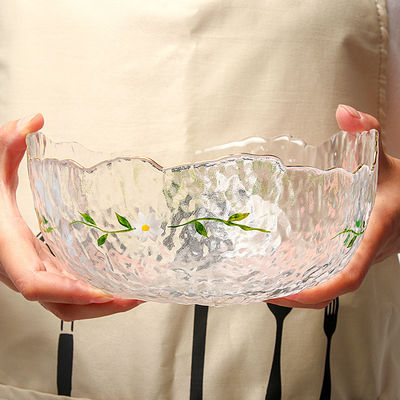 Household Exquisite Printed Hammer Grain Glass Tableware