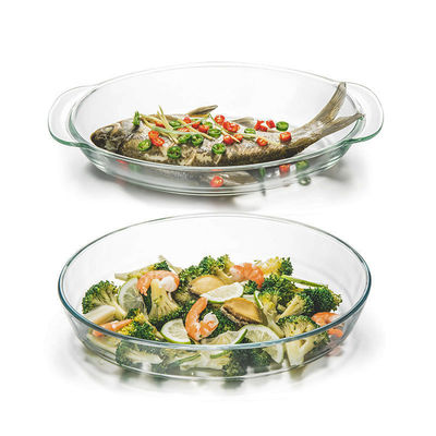 Microwave Oven Heated Transparent Glass Baking Tray