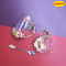 330ml 350ml Decorated Enamel Glass Cup BPA Free With Spoon